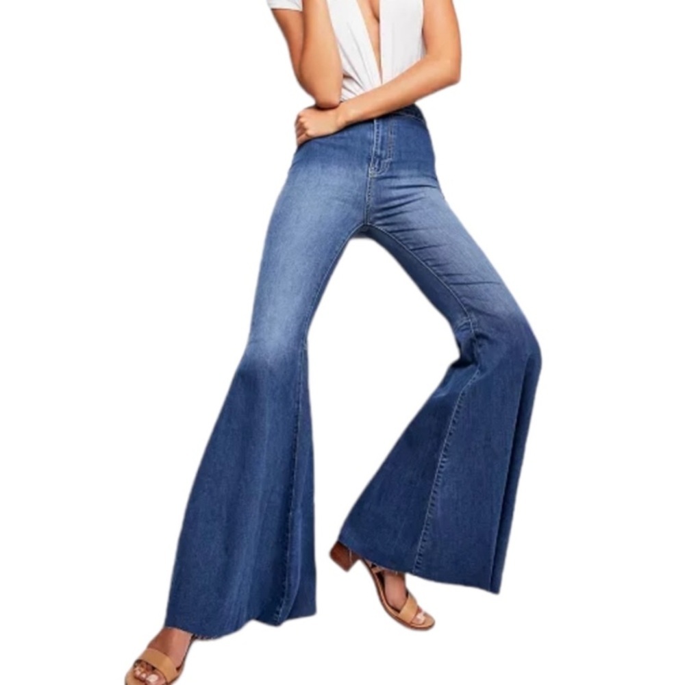 Free People We The Free Just Float On Super Flare Jeans Retro 70s Size 27